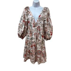 Mango X Chufy Collab Open Back Floral Mini Dress Mediterranean Boho S NEW